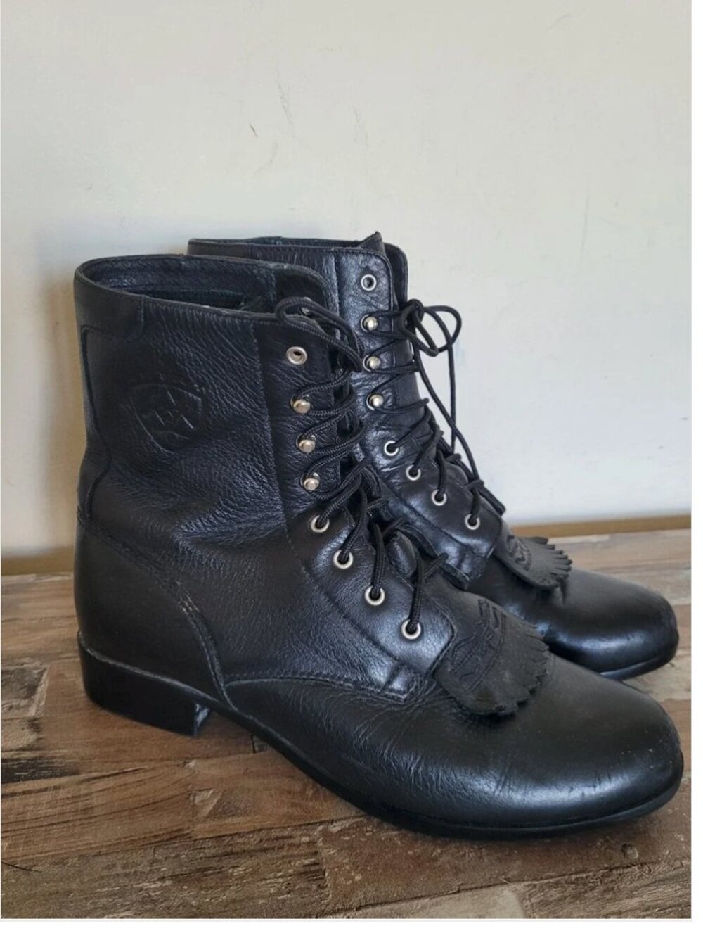 Ariat Leather Ankle Black Military Style Boots size 9